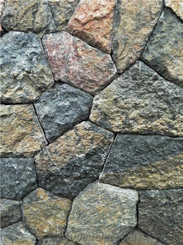 Muticolor Limestone Fieldstone, Stacked Wall Cladding, Stone Veneer