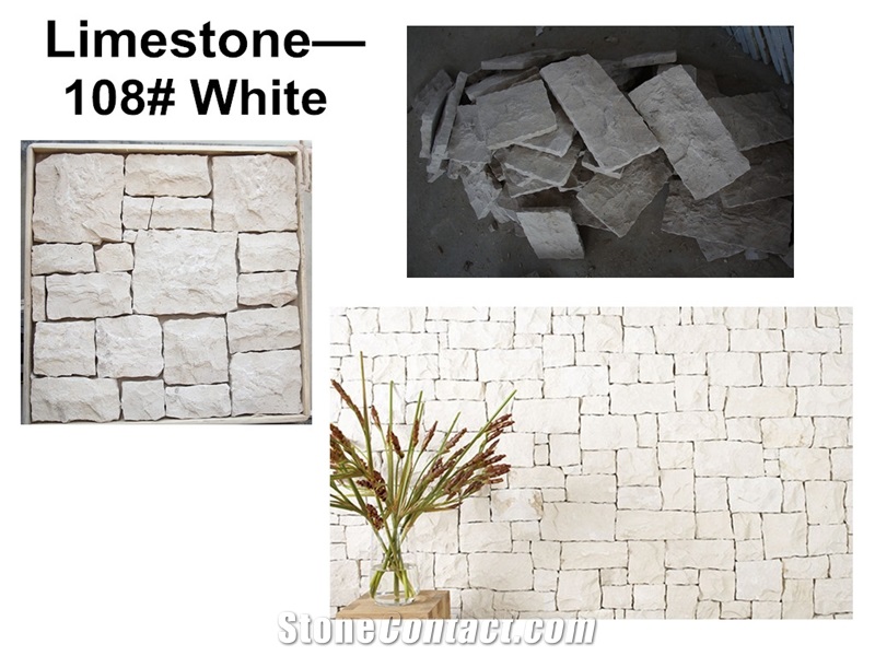 White Limestone Tumbled Loose Field Stone, Cultured Stone Stacked Wall Cladding