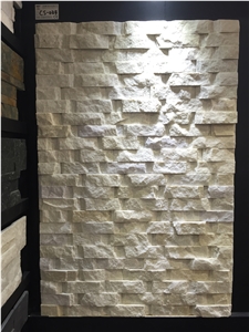 White Quartzite Wall Cladding , Cultured Stone Veneer Ledge Stone Walling Panel