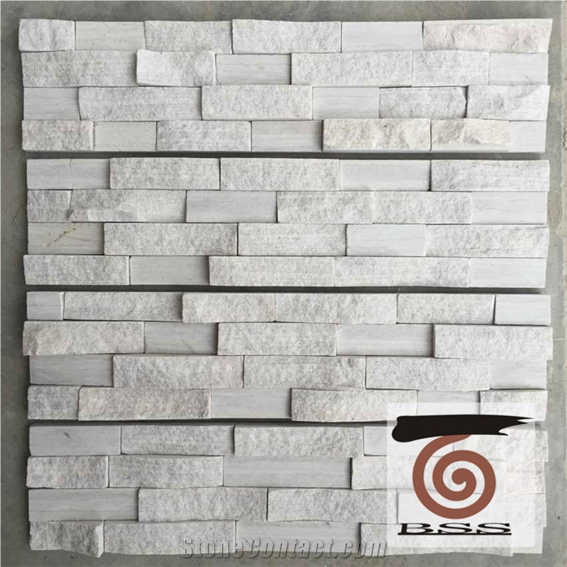 White Wooden Marble Wall Stone Cladding, Cultured Stone, Stone Veneer, Ledge Stone, Cultured Stone Veneer, Thin Ledge Stacked Stone Veneer