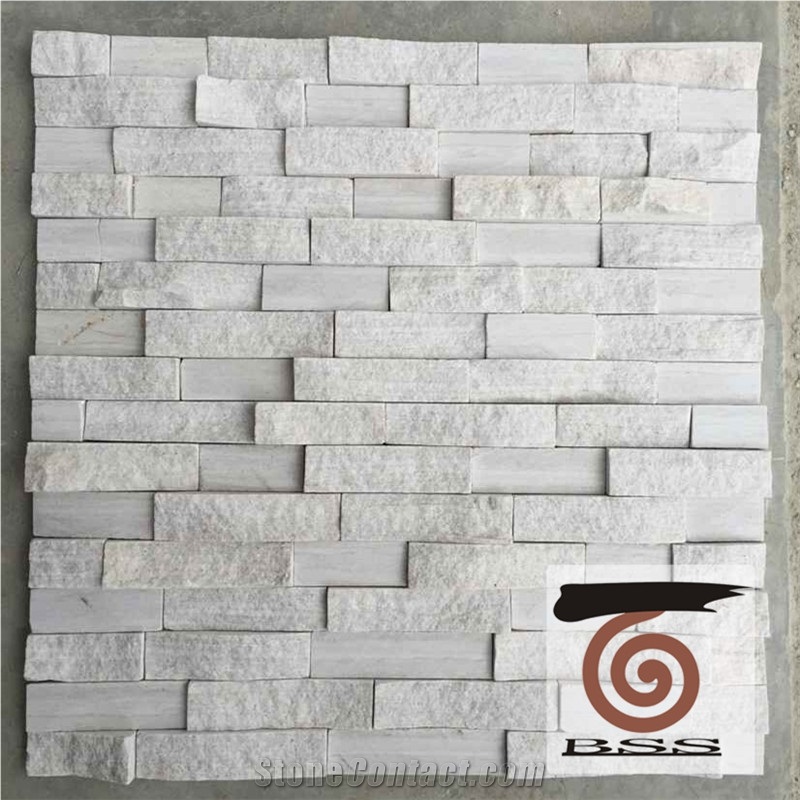 White Wooden Marble Wall Stone Cladding, Cultured Stone, Stone Veneer, Ledge Stone, Cultured Stone Veneer, Thin Ledge Stacked Stone Veneer
