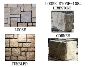 Yellow Limestone, Tumbled Loose Fieldstone, Wall Cladding, Stacked Stone Veneer