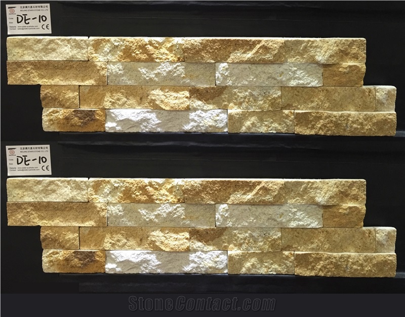 Yellow Sandstone Natural Split Face Cultured Stone Veneer Z Shape, Cultured Stone Wall Cladding, Ledger Stacked Stone Veneer, Thin Ledgestone Veneer