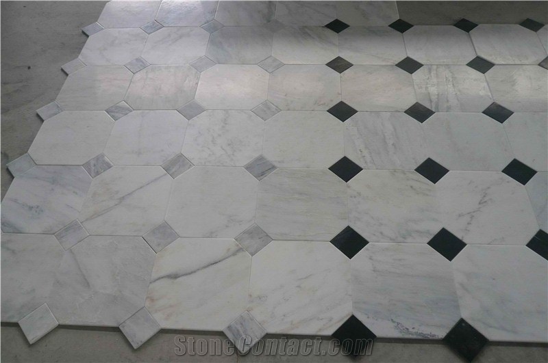 Star White Marble Polished Mosaic, Basketweave Mosaic, Floor/Wall Mosaic
