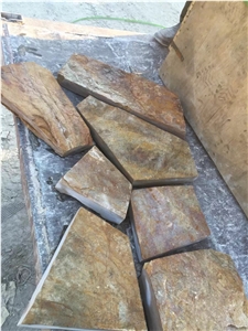 Cheap Rusty Slate Paving, Yellow Slate Flagstone , Cultural Stone Paving, Special Cultural Flagstone, Slate Flagstone, Irregular Flagstones