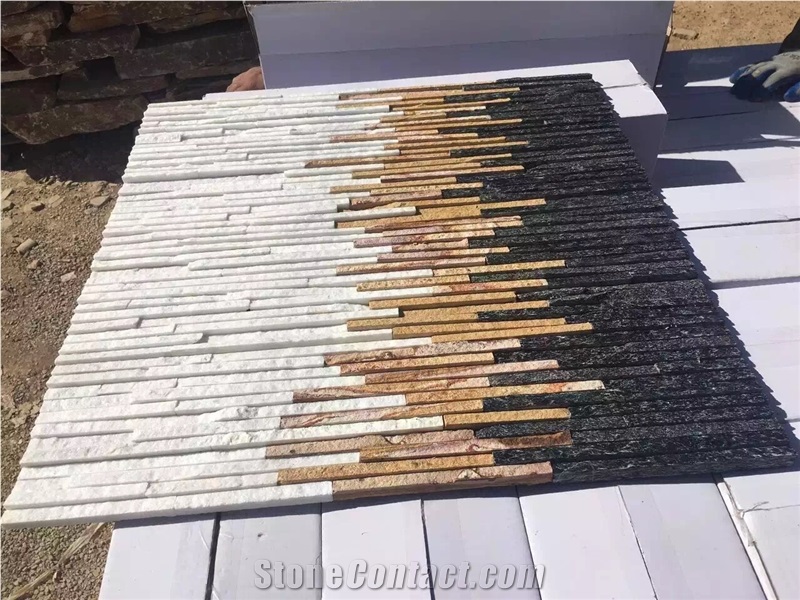 China Slate Culture Stone, Wall Cladding, Natural Slate Cultural Stone, Slate Cultural Stone, Black White and Yellow Water Wave Cultural Stone & Wall Cladding