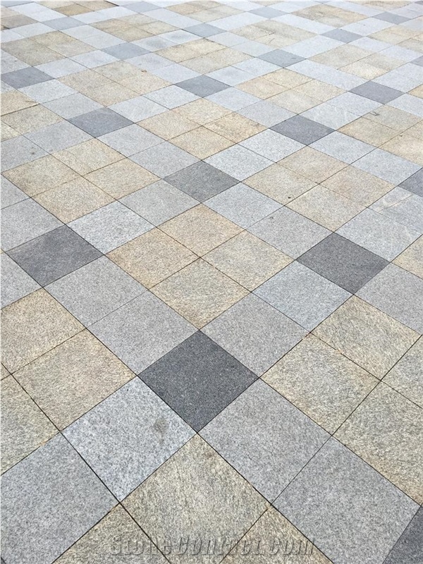 G350 Yellow Flamed/Finepicked Tiles, Slabs for Flooring, Granite Floor Covering, G350 Granite Tiles