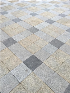 G350 Yellow Flamed/Finepicked Tiles, Slabs for Flooring, Granite Floor Covering, G350 Granite Tiles