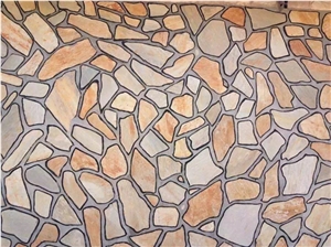 Yellow Slate Flagstone Paving, Special Cultural Stone Paving,Irregular Random Outdoor Slate Paving Tile,Crazy Paving Stone Irregular Shapes Natural Stone Slate for Floor Paving