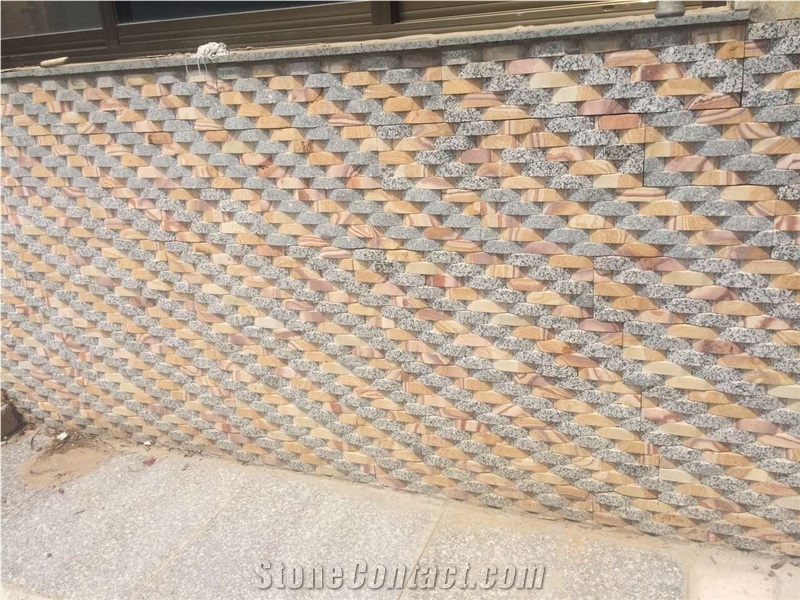 Yellow Slate Mosaic, Wall Covering Slate, Gold Vein Slate Mosaic for Wall Cladding