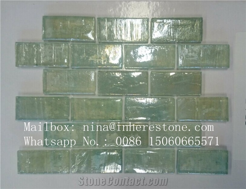 Green Glass Wall Mosaic Polished