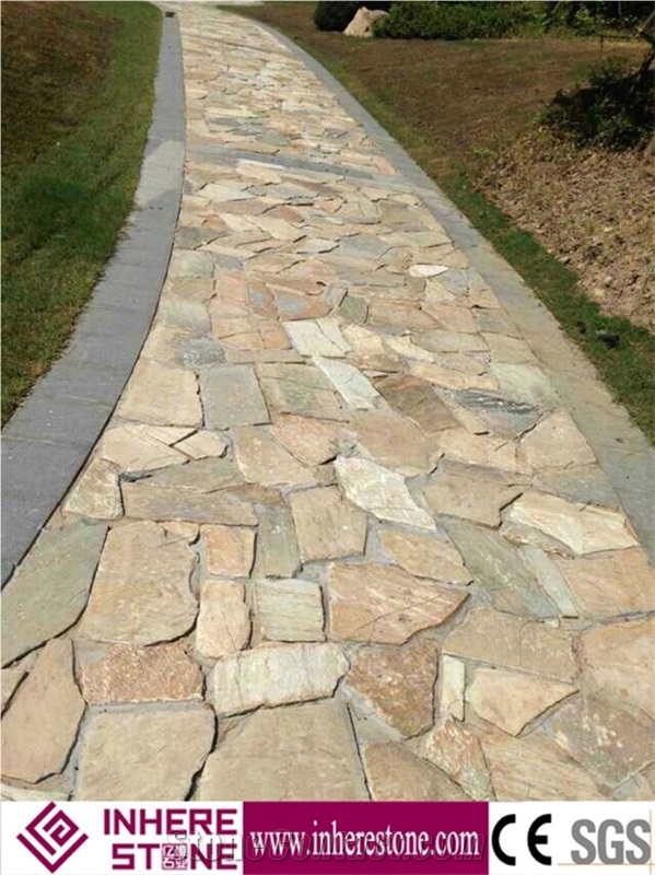 Irregular Shaped Paving Stone, Beige Slate Flagstone Walkway Pavers