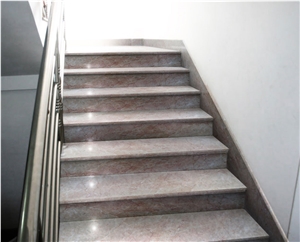 dark pink marble stairs & steps, staircase, stair riser 