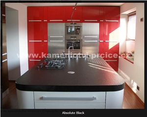 Absolute Black Granite Leather Surface Kitchen Countertop