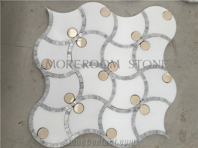 China White Marble Water-Jet Marble Floor Mosaic Tile Marble Pattern