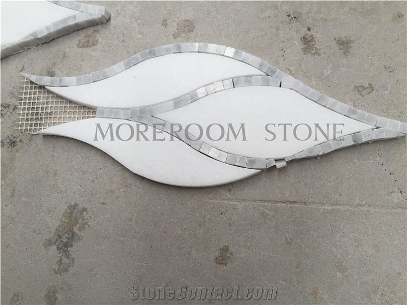Chinese Cystal White Marble Laminated Marble Floor Mosaic Tile Luxury Designs Water-Drop Shape Mosaic Marble Tiles