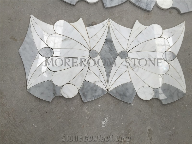Greece Volakas White Marble Water-Jet Marble Floor Mosaic Tile Marble Pattern
