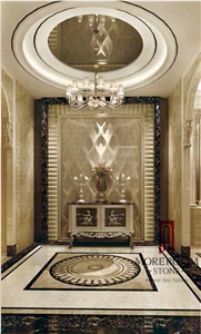 Laminted Marble Medallion Design Hotel Lobby Dinning Room Floor Decor