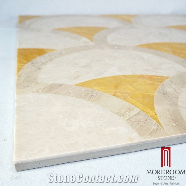 Latte Marble Laminated Water Jet Pattern Floor Tile Design