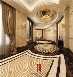 Mexico Marble Rosa Water Jet Laminated Marble Flooring Design for Dining Room