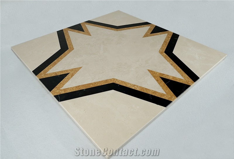 Polished Beige Marble Tiles Laminated Floor Marble Pattern Decor