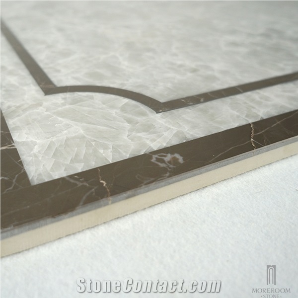 Portugal Estremoz Crystal Grey Marble Waterjet Marble Square Medallion from Moreroom Stone
