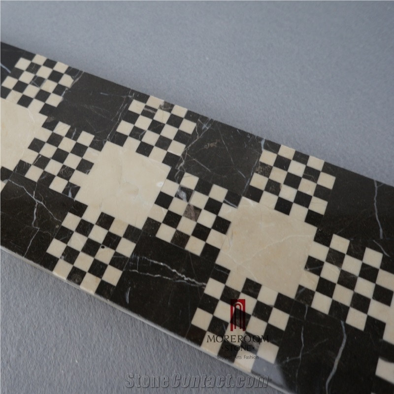 Spain Nero Marquina Marble Mosaic Pattern Decorative Floor Tile, Mosaic Designs, Mosaic Pattern