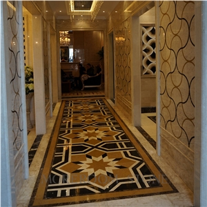 Spain Nero Marquina Mosaic Pattern Decorative Floor Tile Mosaic Floor Tile Marble Mosaic