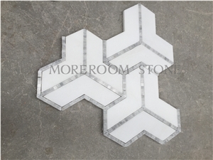 Stone Mosaic Cystal White Marble Water-Jet Marble Floor Mosaic Tile Marble Pattern
