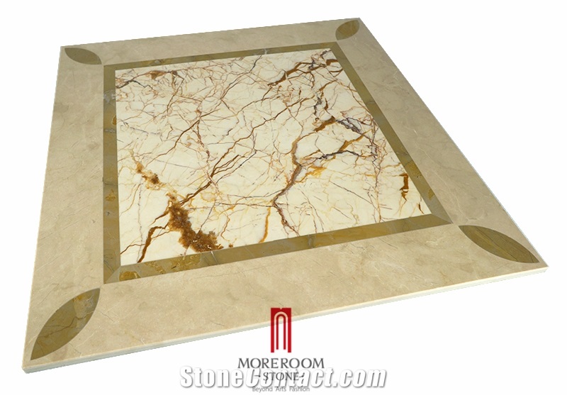 Turkey Golden Sofitel Marble Water-Jet Pattern Floor Laminated Marble Ceramic Tiles Wall Decor