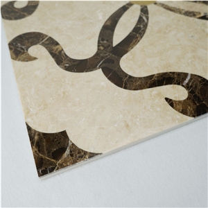 Turkey Latte Beige Marble Water-Jet Laminated Marble Floor Design Pattern Tile