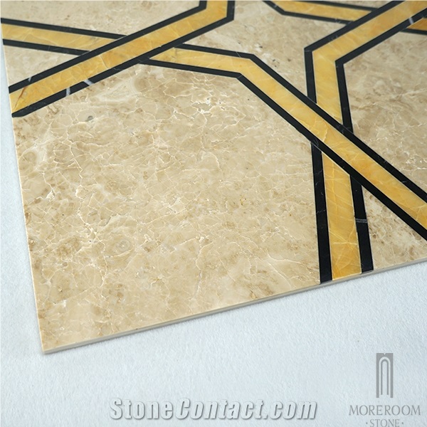Turkey Ultraman Beigehigh Glossy Laminated Marble Water-Jet Pattern Wall/Floor Tiles