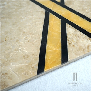 Turkey Ultraman Beigehigh Glossy Laminated Marble Water-Jet Pattern Wall/Floor Tiles