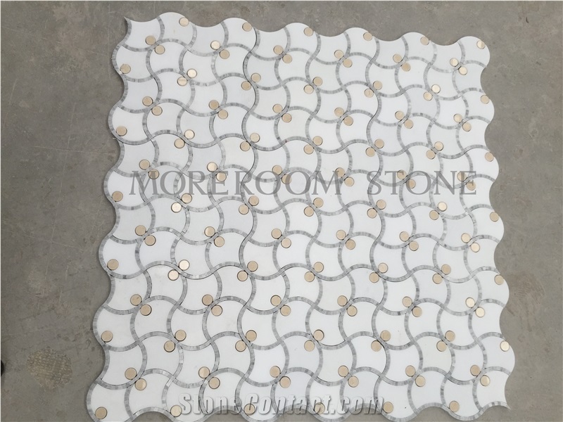 Viet Nam White Vein Marble Basketweave Mosaic Polished Mosaic Mosaic Pattern Wall Mosaic