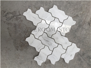 Viet Nam White Vein Marble Basketweave Mosaic Polished Mosaic Mosaic Pattern Wall Mosaic