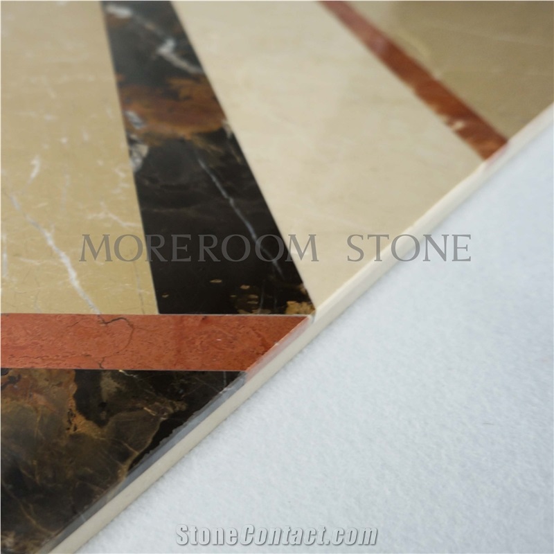 Waterjet Laminated Beige Marble Stone for Floor