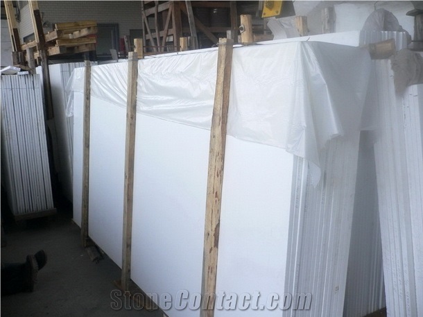Polished Pure White Artificial Marble Slabs Hot Sale