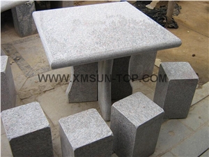 Black White Flower Granite Bench/Black White Flower Granite Table/Stone Table/Stone Bench/ Exterior Furniture/Stone Garden Tables/Outdoor Chairs/Street Furniture/Landscaping Stone