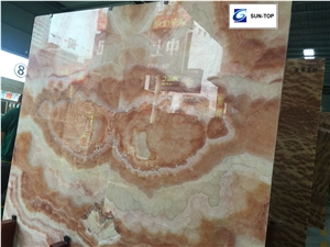 Good Fortune Joint Onyx/Multicolor Brown Jade Big Slabs & Tiles & Gangsaw Slab & Strips (Small Slabs) & Customized & Wall/Floor Covering