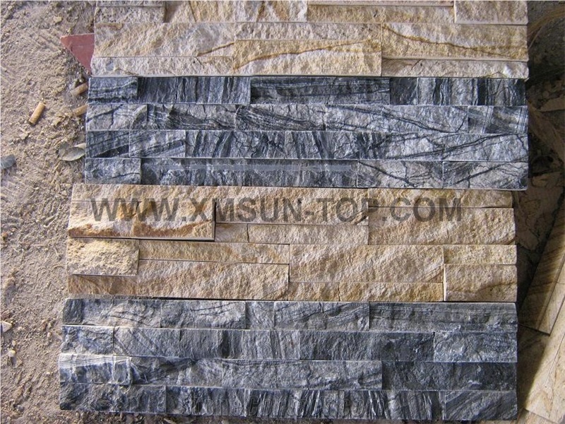 Leopard Print Granite Cultured Stone/ Rectangle Culture Stone Yellow Wall Stone/ Cultured Stone Wall Cladding/Ledger Stacked Stone Veneer/ Thin Ledgestone Veneer
