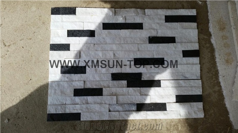 Mixed Color Cultured Stone / Competitive Culture Stone Wall Decoration/ White Black Mixed Natural Quartzite Culture Stone/ Mix Color Quartzite Cultured Stone/Building Stone
