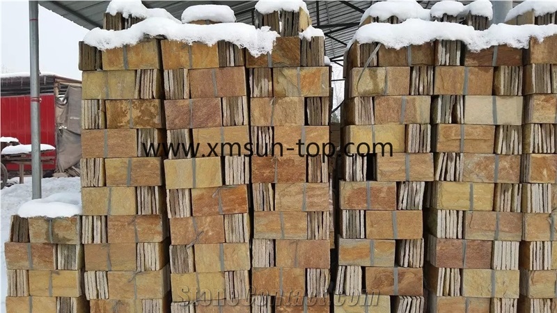 Rust Slate Mushroom Stone/Mushroom Stone Wall Tiles/Mushroom Stone China Yellow Rust Nature Split Surface/Buliding Stone/Rusty Slate Mushroom Stone Panel for Wall Cladding