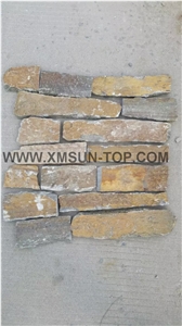 Rusty Culture Stone/ Yellow Slate/Golden Grain Slate/Rusty Slate/ Yellow Slate Cultured Stone/China Rust Slate Cultured Stone Corner/Rust Yellow Slate Corner Stone/Wall Cladding/Ledge Stone
