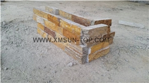 Rusty Culture Stone/ Yellow Slate/Golden Grain Slate/Rusty Slate/ Yellow Slate Cultured Stone/China Rust Slate Cultured Stone Corner/Rust Yellow Slate Corner Stone/Wall Cladding/Ledge Stone