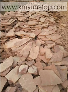 Sorghum Red Random Flagstone Pathway/ Sorghum Red Sandstone Stepping Stones/ Kaoliang Red China Flagstones Tiles/Natural Red Random Flagstone/Irregular Sandstone Flagstone for Paving/Wall/Courtyard