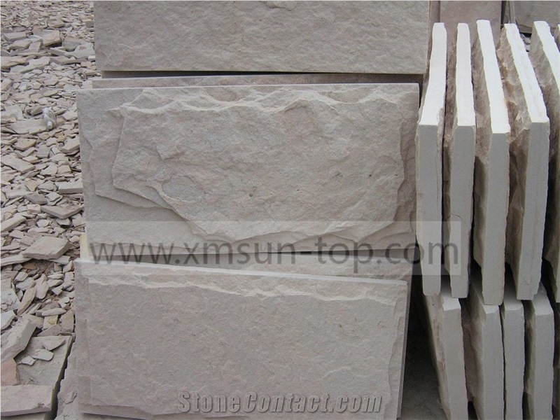 White Sandstone Mushroom Stone Wall Cladding/Sandstone Wall Tiles/Mushroom Stone China White Sandstone Nature Split Surface
