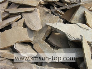 Yellow Rust Slate Random Stone/Yellow Rusty Slate Flagstone Irregular/Yellow Rustic Slate Flagstone/ Special Cultural Stone Random/Rust Yellow Irregular Slate Wall Cladding/Floor Decoration/Pavers