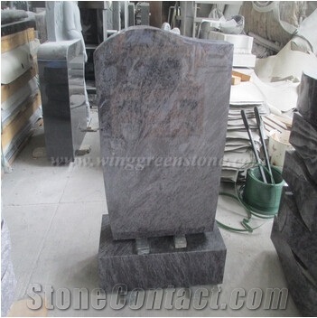 Bahamas Blue Norway Tombstones Granite Gravestones, Blue Granite Stone Cemetery Tombstones, Winggreen