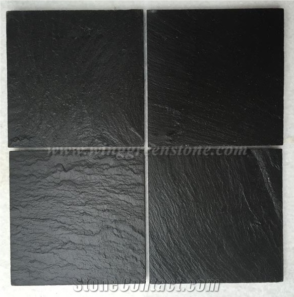 Black Slate Floor/ Wall Tiles, Black Slate Stone Flooring/ Walling, Black Slate Wall/ Floor Covering, Xiamen Winggreen Stone