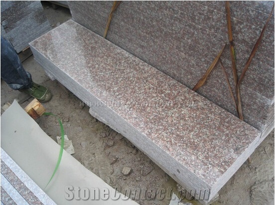 Cheap Chinese Granite Steps, Pink Granite G687 Stair Riser and Treads, Winggreen